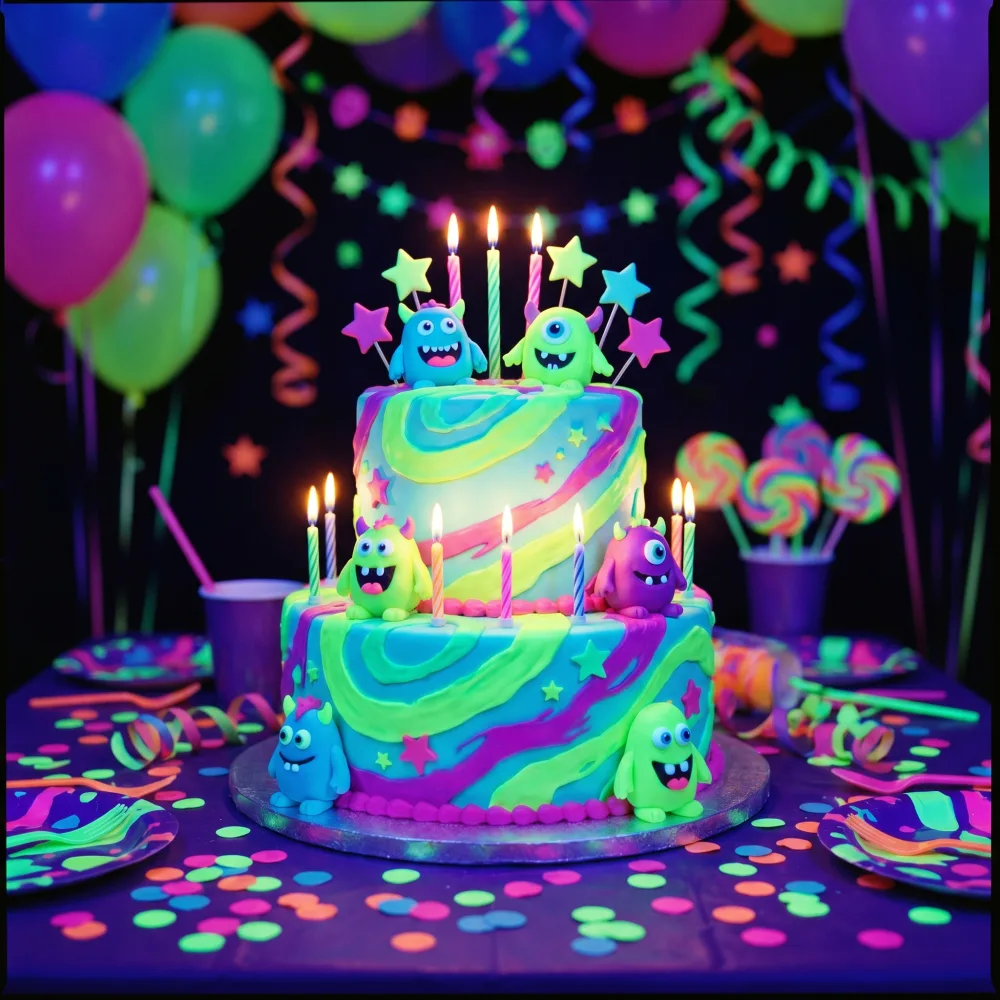 Gâteau d'anniversaire personnalisé néon